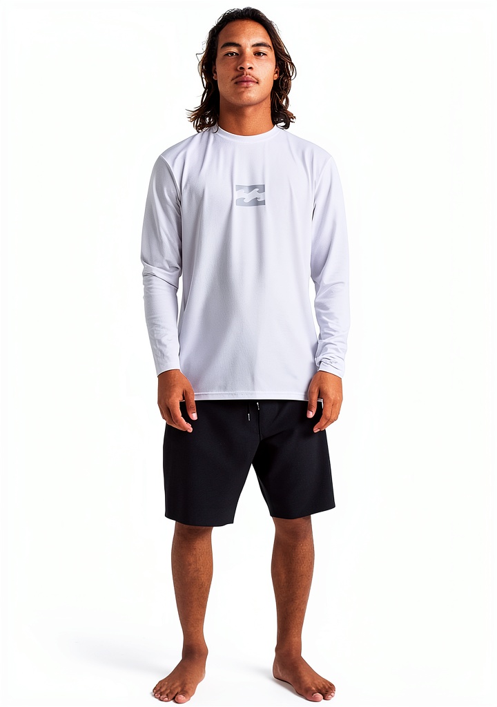 Billabong womens rash guard in white on a beach background