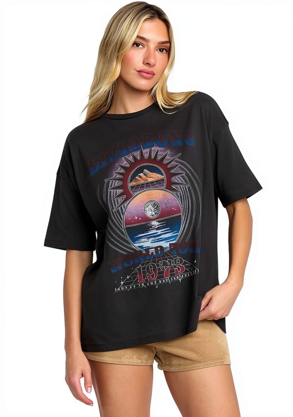 Billabong Womens Cotton T-Shirt Off Black Small XS Medium-0