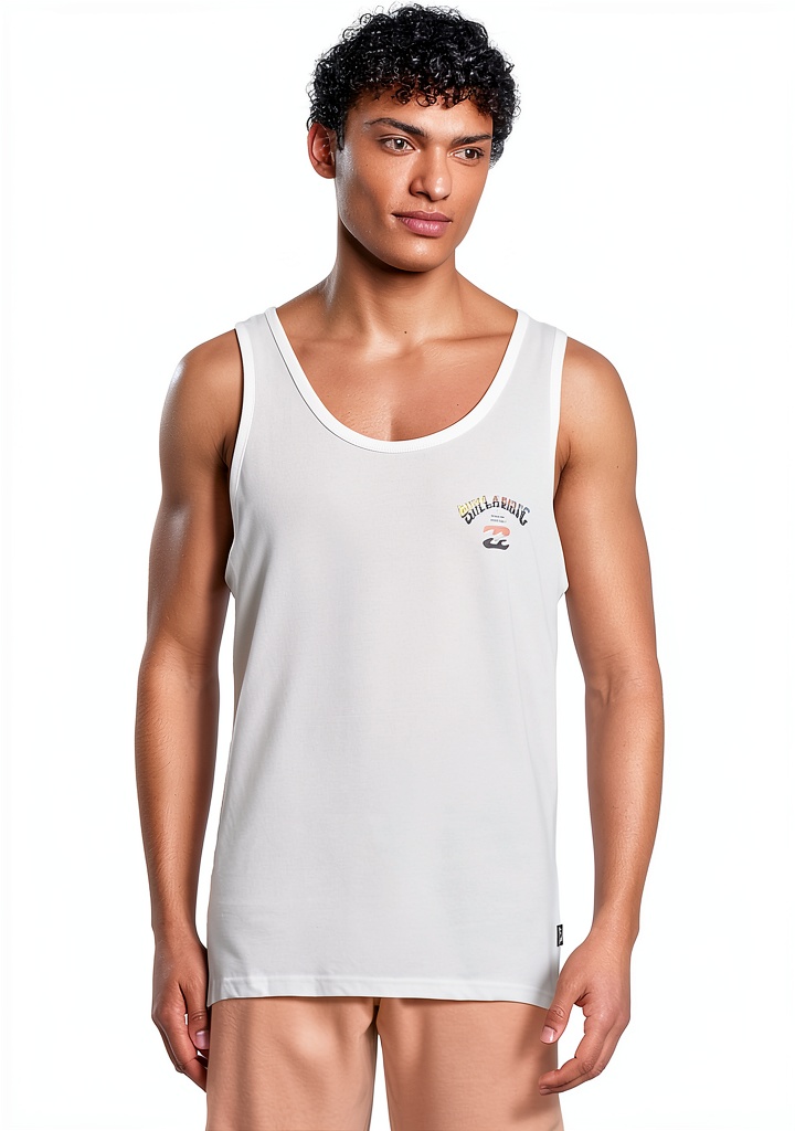 Billabong mens tank top in off-white color on a mannequin