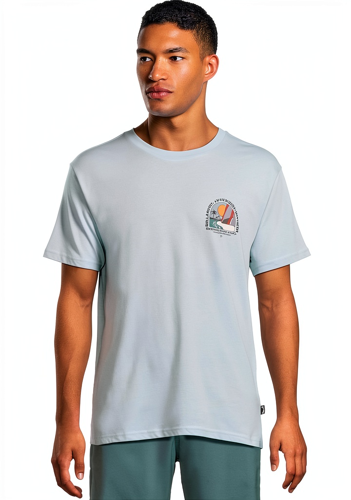 Billabong Sundown Adiv T-Shirt in Dusty Blue color on a model