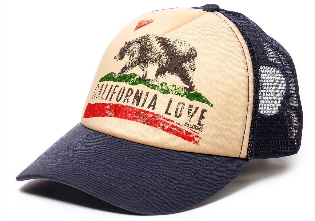 Billabong Pitstop Trucker Cap showing front twill and mesh back design