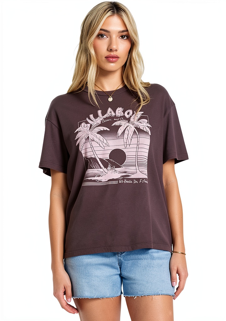 'Billabong women's t-shirt in Kona color showing relaxed fit'