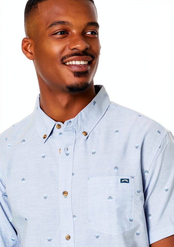 Billabong Mens Jacquard Woven Short Sleeve Button Down Shirt-2