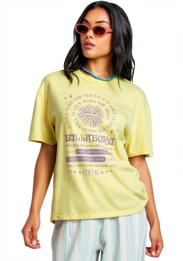 Billabong Womens Cotton T-Shirt Relaxed Fit Crew Neck-0
