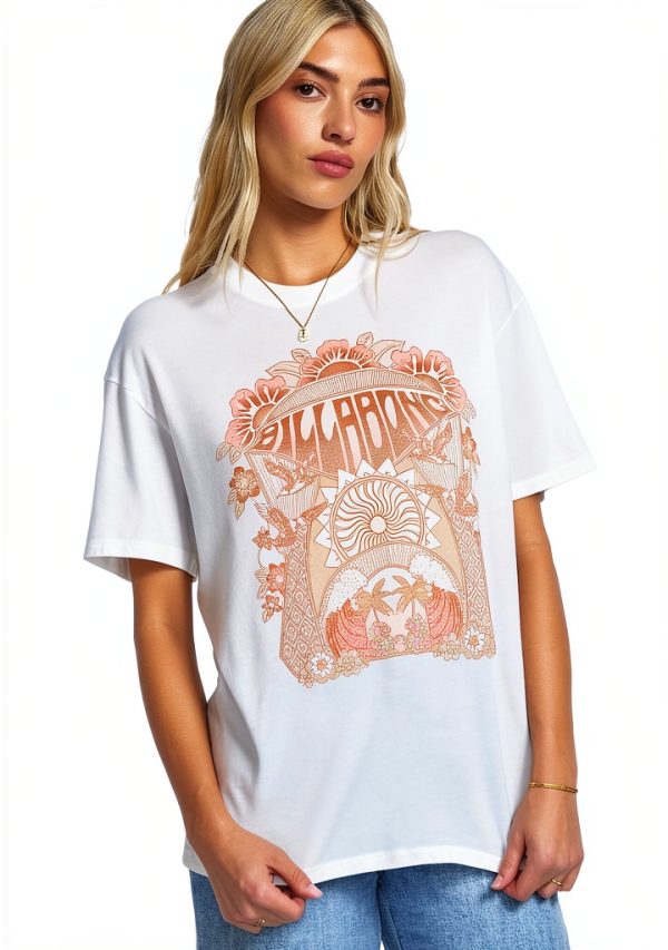 Billabong Womens Cotton T-Shirt Relaxed Fit Screen Print-4