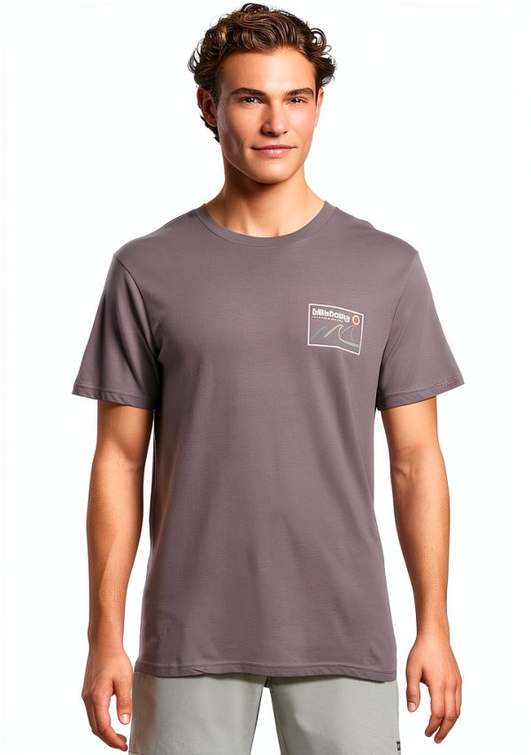 Billabong Mens T-Shirt Cotton Slim Fit Black Grey Violet-0