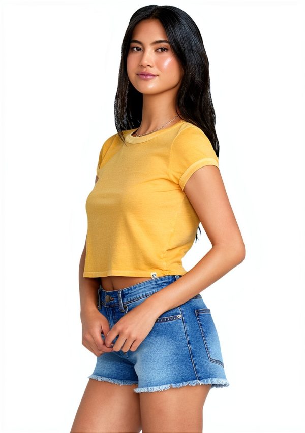 Billabong Womens Cotton Blend T-Shirt Ribbed Binding-1
