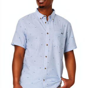 Billabong Mens Jacquard Woven Short Sleeve Button Down Shirt-0