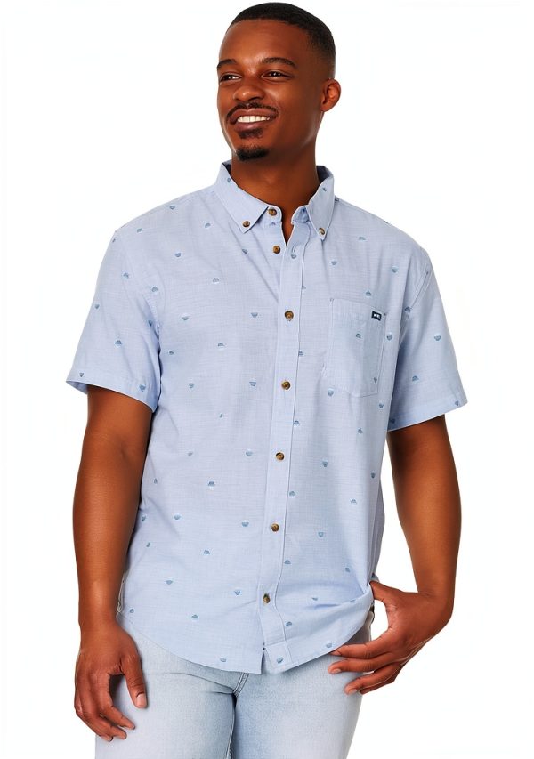 Billabong Mens Jacquard Woven Short Sleeve Button Down Shirt-0