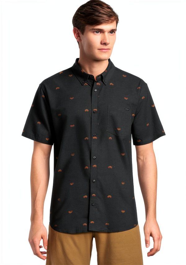 Billabong Mens Short Sleeve Shirt Cotton Polyester Blend-0